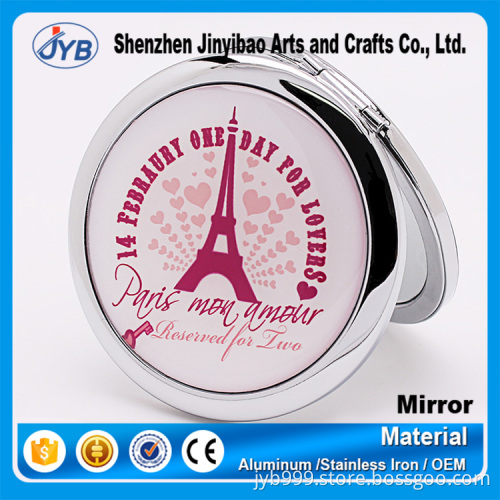 Wholesale cheap custom print logo round compact make-up mirror for sale